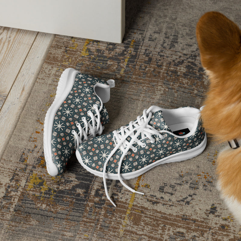 Teal Star Pattern Athletic #245 - Opposite Side | HA!LO Canvas Sneakers