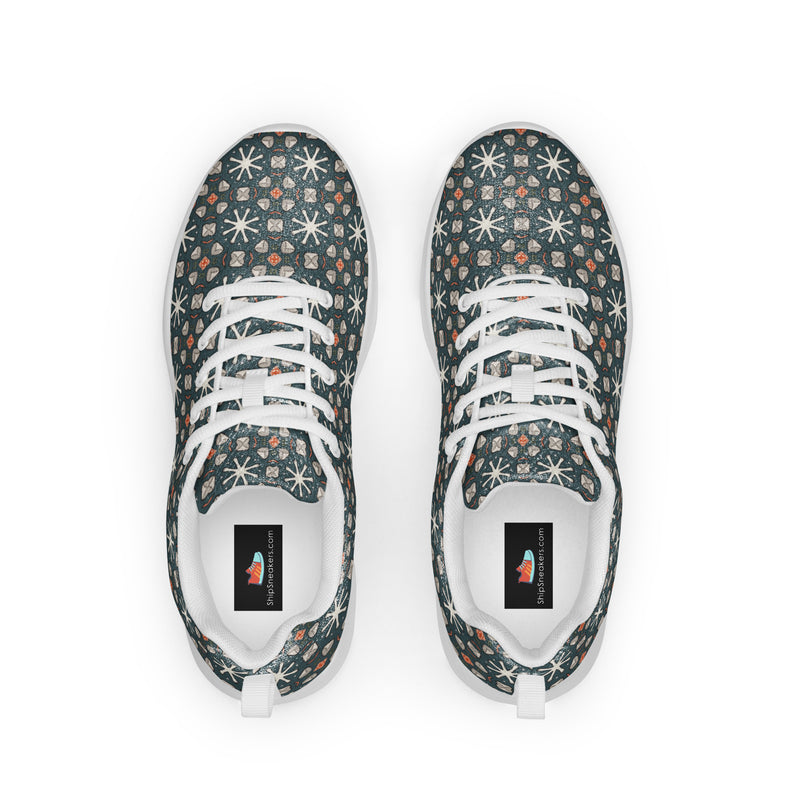 Teal Star Pattern Athletic #245 - Back View | HA!LO Canvas Sneakers
