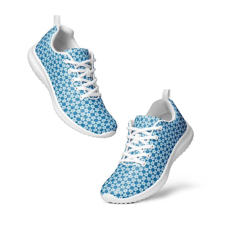 Light Blue Floral Athletic #252 - Top Down View | HA!LO Canvas Sneakers
