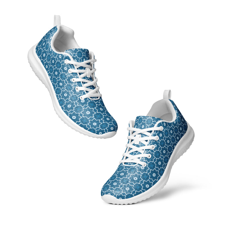 Blue Hex Pattern Athletic #253 - Top Down View | HA!LO Canvas Sneakers