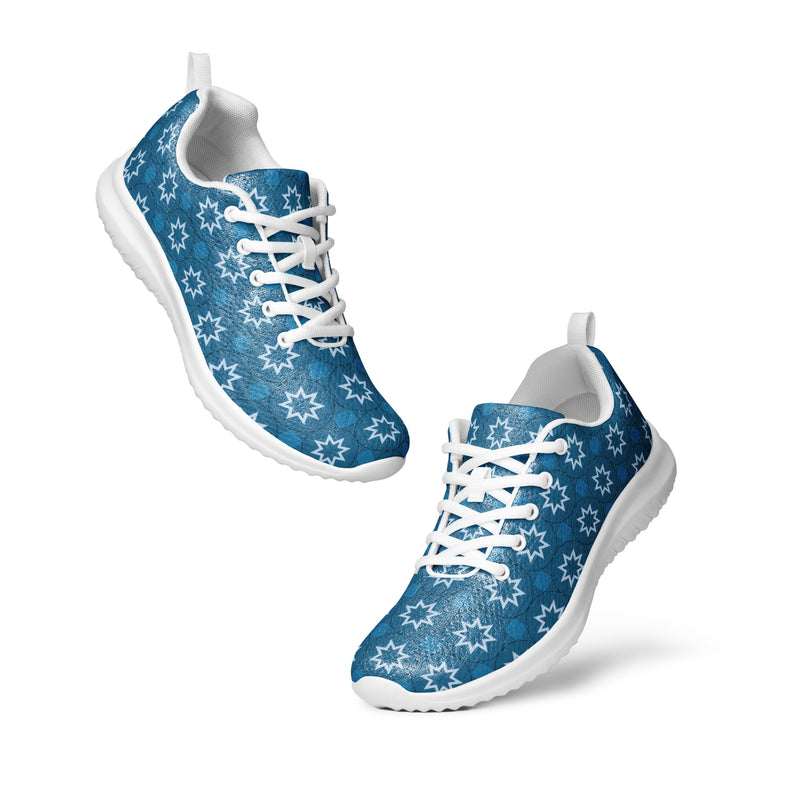 Blue Floral Dot Athletic #258 - Top Down View | HA!LO Canvas Sneakers