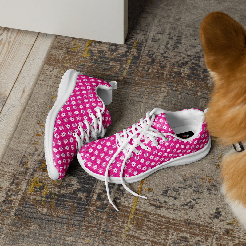 Hot Pink Polka Dot Athletic #271 - Opposite Side | HA!LO Canvas Sneakers