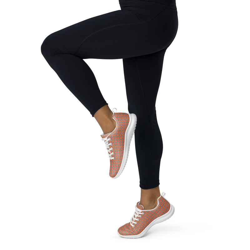Coral Floral Tile Athletic #240 - Front View | HA!LO Canvas Sneakers