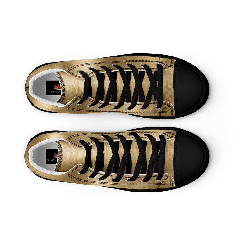 Gold Metallic Solid High Top #326 - Angled View | HA!LO Canvas Sneakers