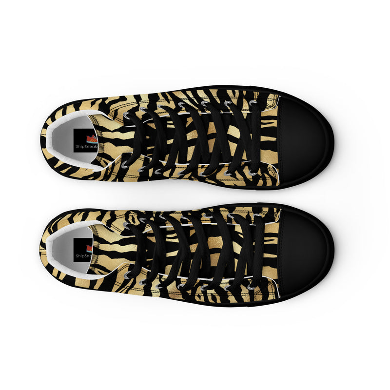 Gold Tiger Stripe High Top #331 - Front View | HA!LO Canvas Sneakers