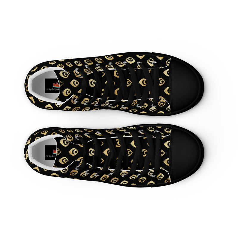 Gold Fleur De Lis High Top #333 - Front View | HA!LO Canvas Sneakers