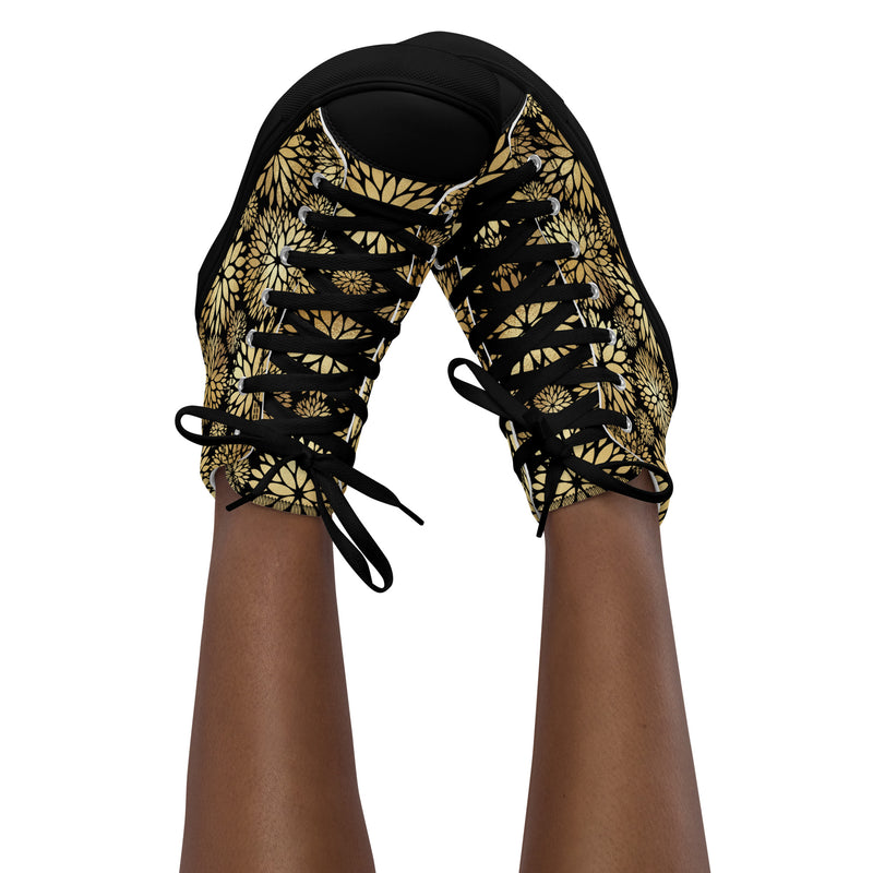 Gold Firework Burst High Top #330 - Front View | HA!LO Canvas Sneakers