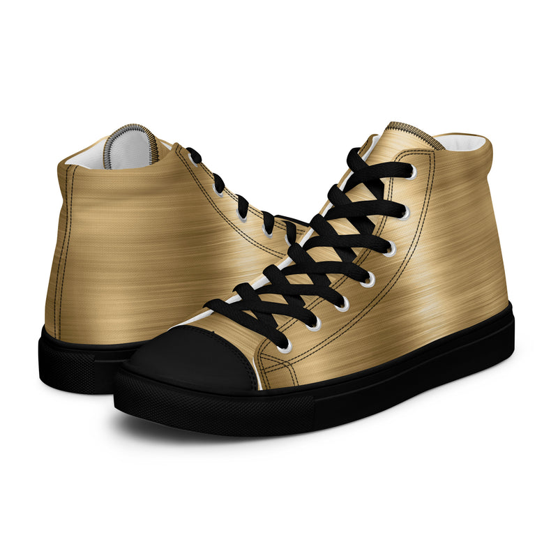 Gold Metallic Solid High Top #326 - Canvas High Top Sneakers | HA!LO