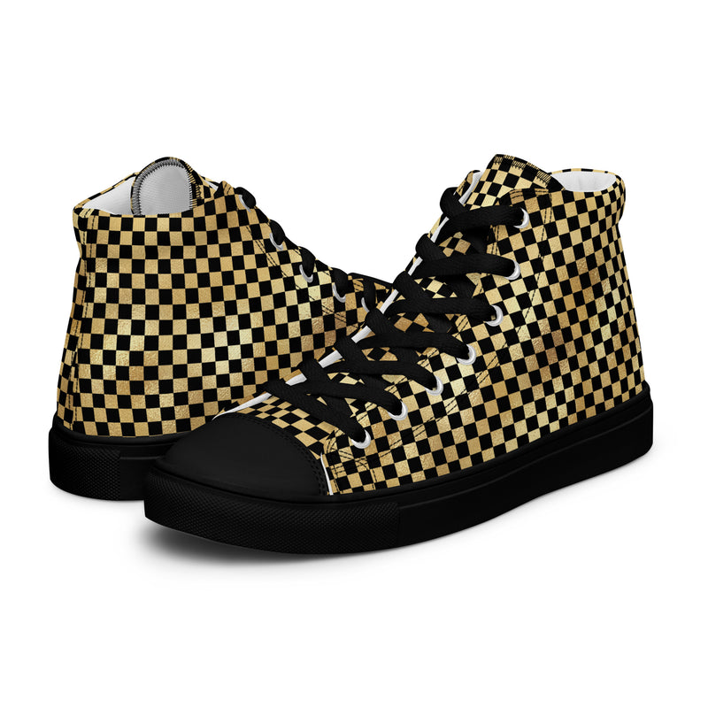 Gold Check High Top #328 - Canvas High Top Sneakers | HA!LO