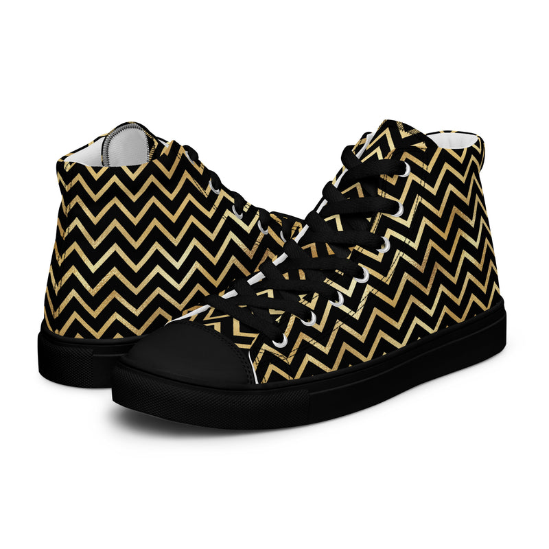 Gold Chevron High Top #329 - Canvas High Top Sneakers | HA!LO