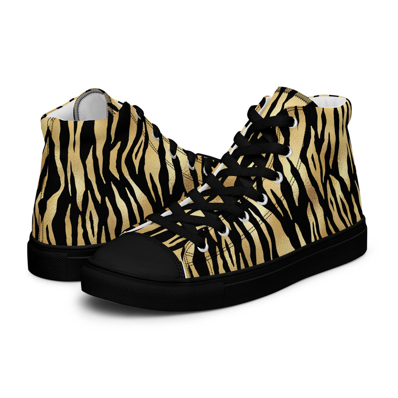 Gold Tiger Stripe High Top #331 - Canvas High Top Sneakers | HA!LO
