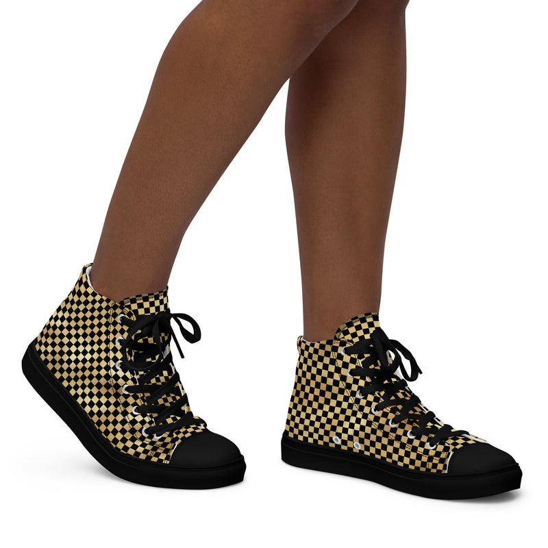 Gold Check High Top #328 - Opposite Side | HA!LO Canvas Sneakers
