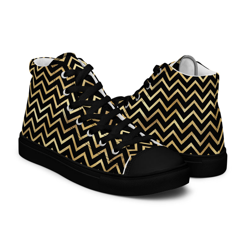Gold Chevron High Top #329 - Top Down View | HA!LO Canvas Sneakers