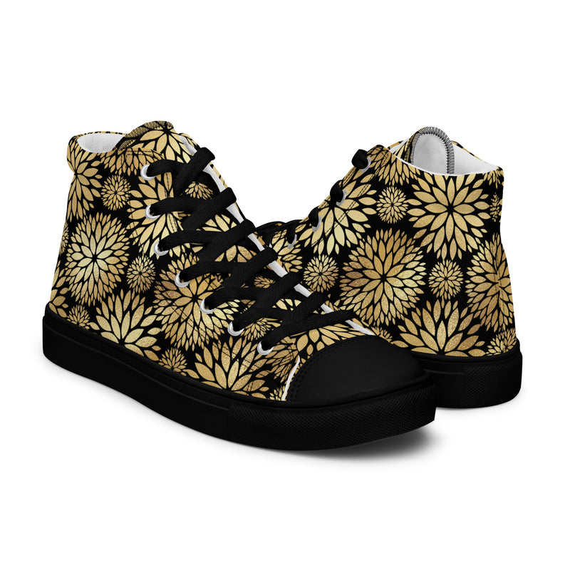 Gold Firework Burst High Top #330 - Top Down View | HA!LO Canvas Sneakers