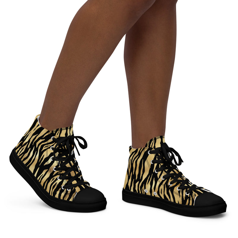 Gold Tiger Stripe High Top #331 - Opposite Side | HA!LO Canvas Sneakers