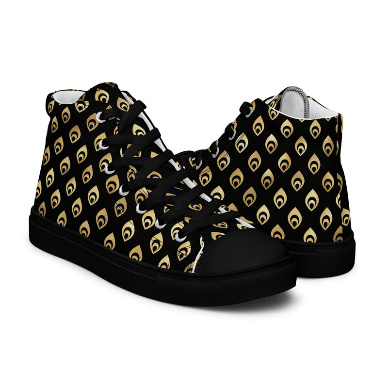 Gold Fleur De Lis High Top #333 - Top Down View | HA!LO Canvas Sneakers