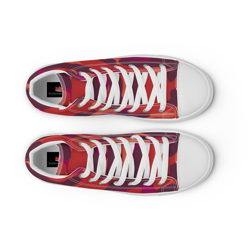 Red Camo High Top #24 - Lifestyle Shot | HA!LO Canvas Sneakers