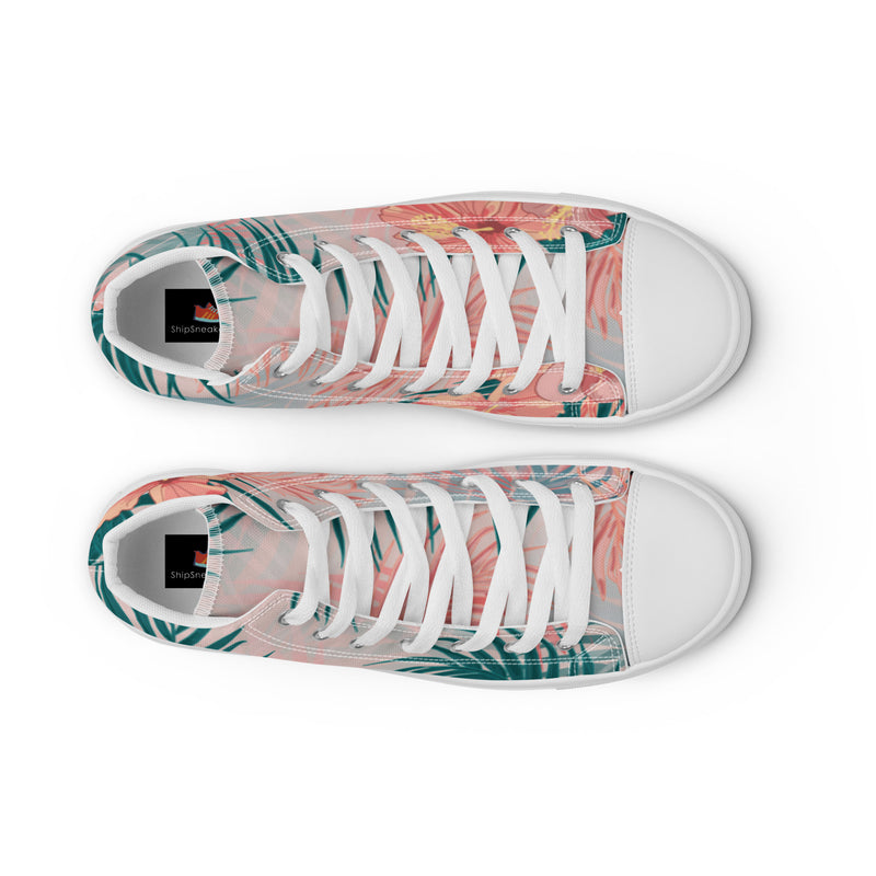 Tropical Hibiscus High Top #28 - Lifestyle Shot | HA!LO Canvas Sneakers