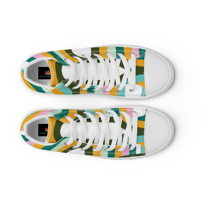 Retro Stripe High Top #29 - Lifestyle Shot | HA!LO Canvas Sneakers