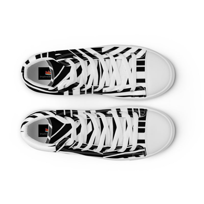 Zebra Stripe High Top #31 - Lifestyle Shot | HA!LO Canvas Sneakers