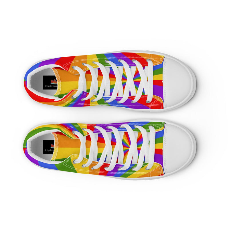 Rainbow Stripe High Top #42 - Lifestyle Shot | HA!LO Canvas Sneakers