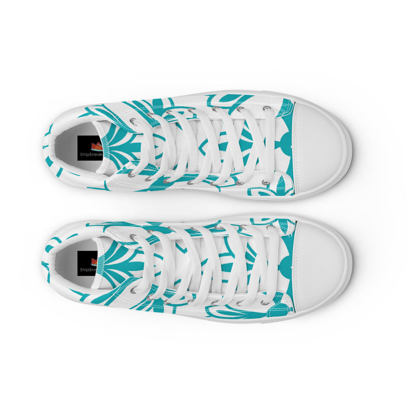 Teal Leaf Art High Top #47 - Lifestyle Shot | HA!LO Canvas Sneakers