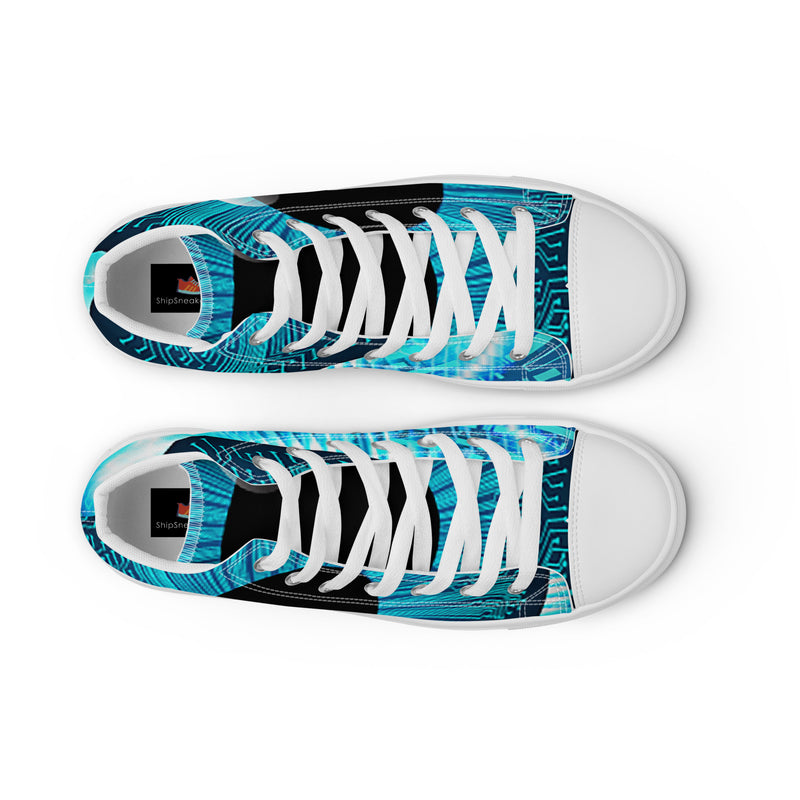 Blue Sunburst High Top #49 - Lifestyle Shot | HA!LO Canvas Sneakers