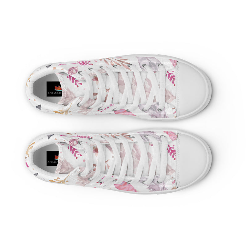 Pink Botanical High Top #68 - Lifestyle Shot | HA!LO Canvas Sneakers