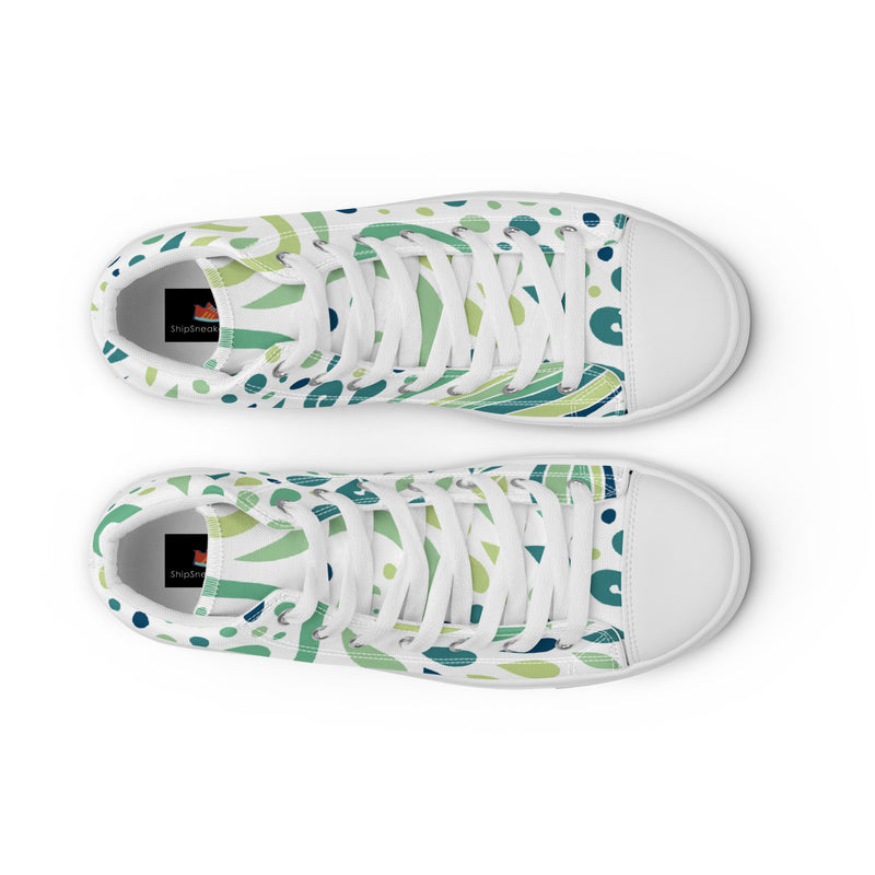 Green Swirl High Top #77 - Lifestyle Shot | HA!LO Canvas Sneakers
