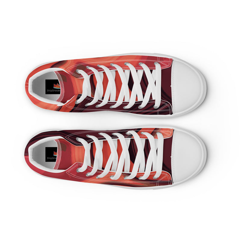 Red Lava High Top #83 - Lifestyle Shot | HA!LO Canvas Sneakers