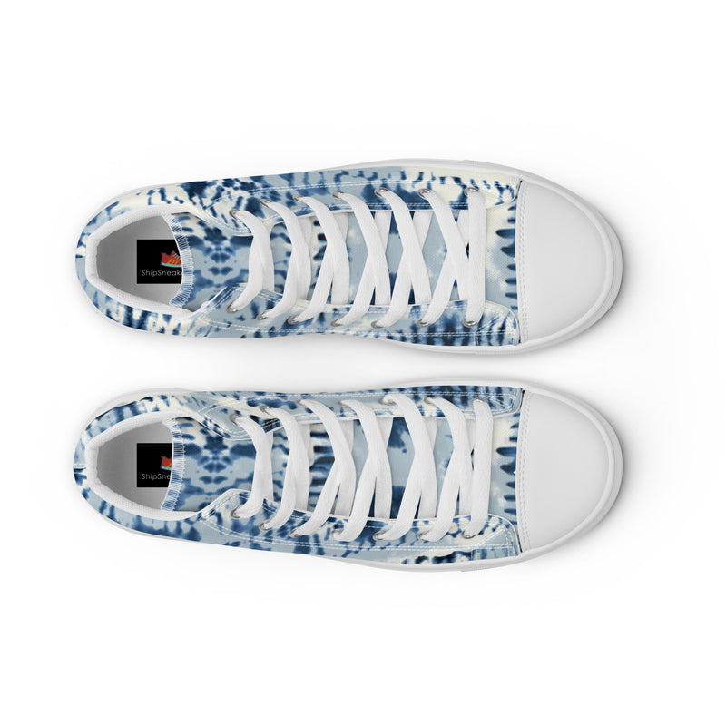 Blue Tie Dye High Top #98 - Lifestyle Shot | HA!LO Canvas Sneakers