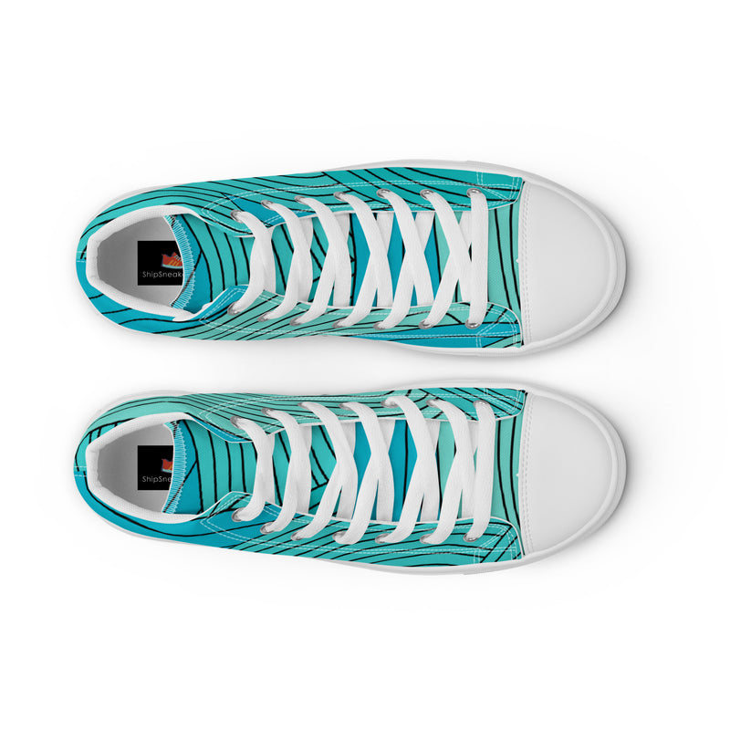 Teal Ribbed High Top #108 - Lifestyle Shot | HA!LO Canvas Sneakers