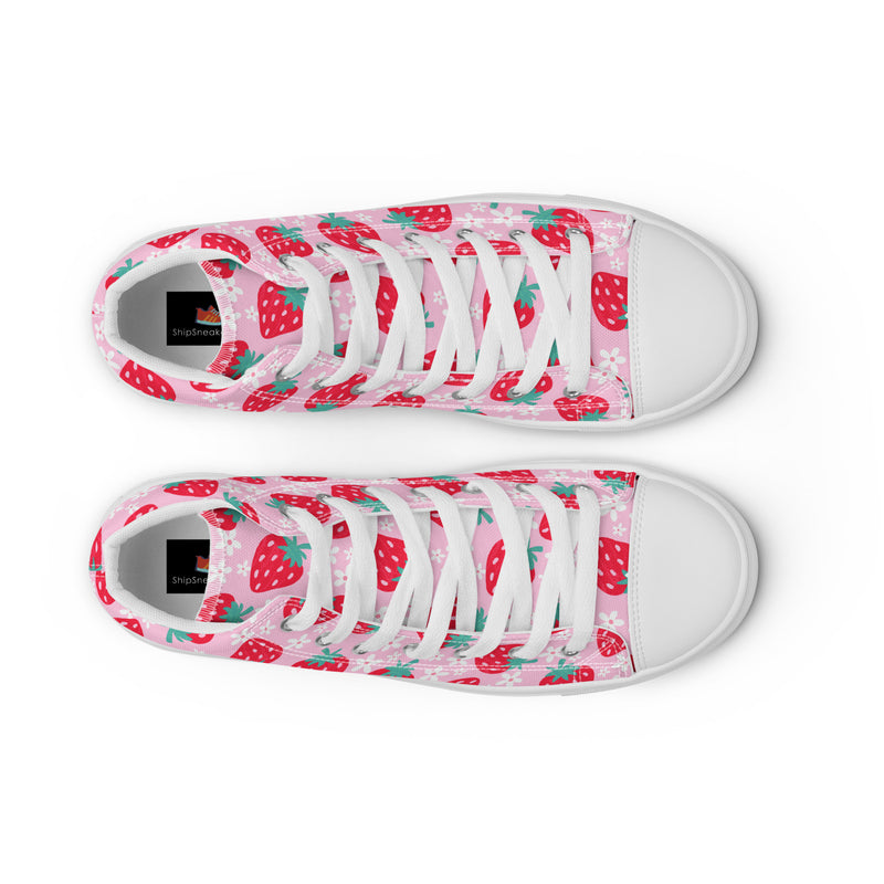 Red Strawberry High Top #120 - Lifestyle Shot | HA!LO Canvas Sneakers