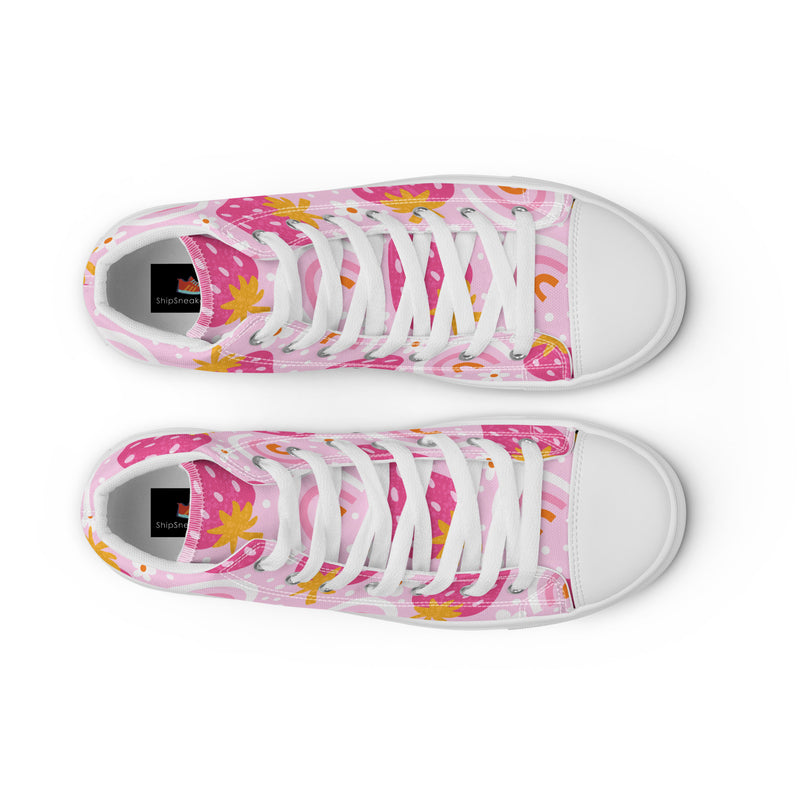 Rainbow Strawberry High Top #122 - Lifestyle Shot | HA!LO Canvas Sneakers