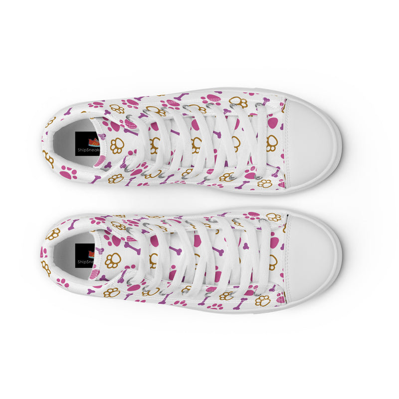 Pink Dog Bone High Top #163 - Lifestyle Shot | HA!LO Canvas Sneakers
