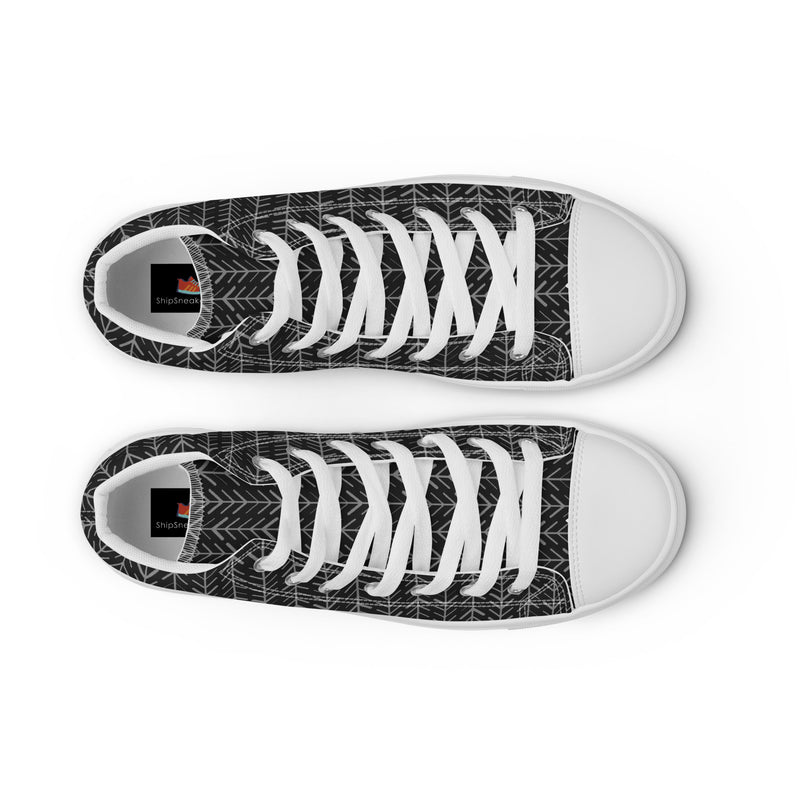 Dark Herringbone High Top #172 - Lifestyle Shot | HA!LO Canvas Sneakers