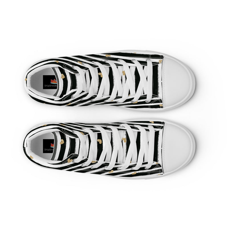 Gold Stripe High Top #187 - Additional View | HA!LO Canvas Sneakers