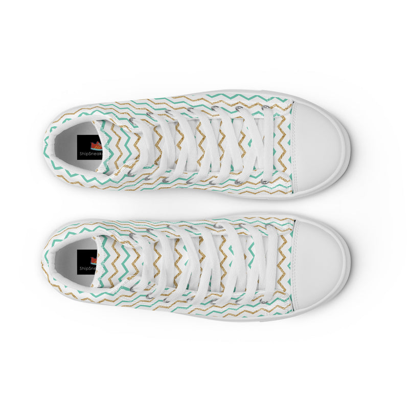 Mint Chevron High Top #189 - Lifestyle Shot | HA!LO Canvas Sneakers