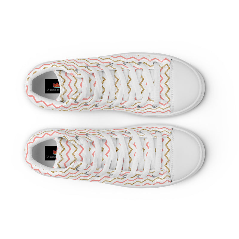 Pink Chevron Wave High Top #191 - Close Up Detail | HA!LO Canvas Sneakers