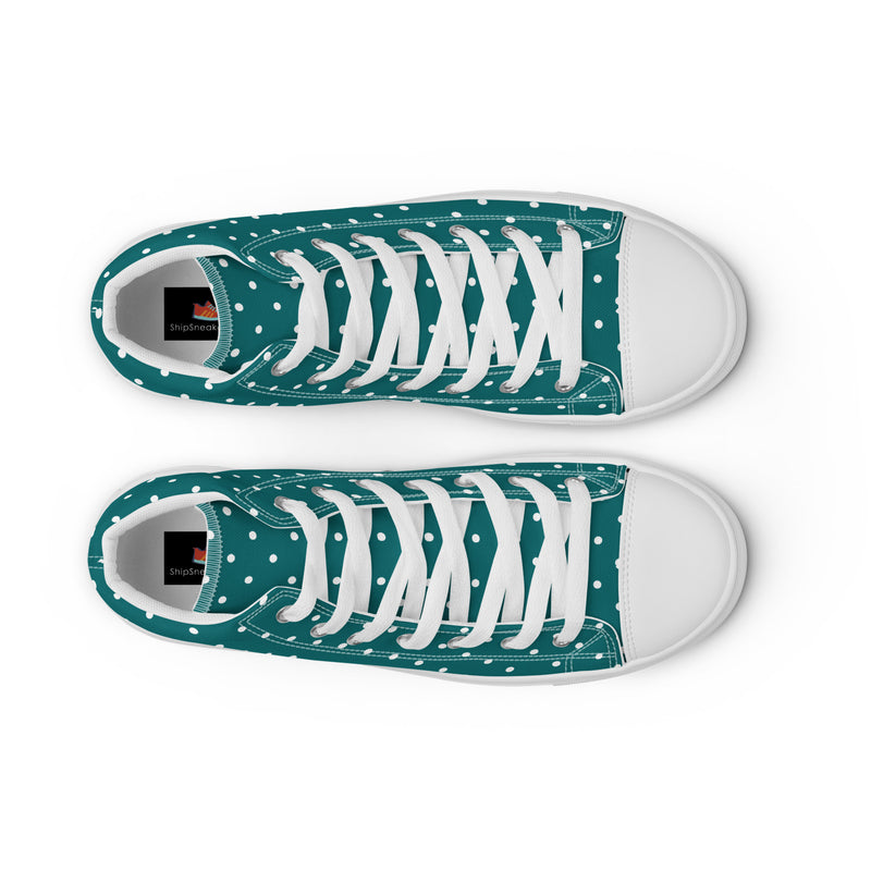 Dark Teal Dot High Top #200 - Lifestyle Shot | HA!LO Canvas Sneakers