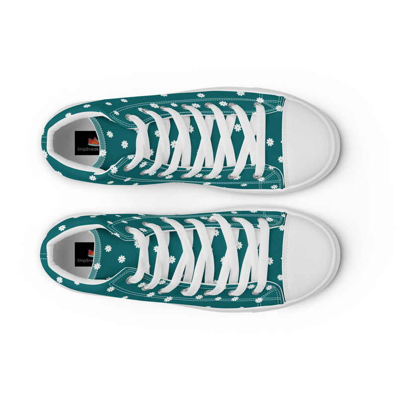 Teal Polka Dot High Top #204 - Lifestyle Shot | HA!LO Canvas Sneakers