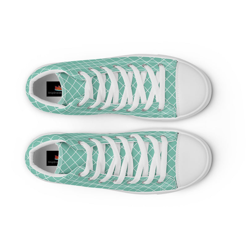 Teal Diamond High Top #205 - Lifestyle Shot | HA!LO Canvas Sneakers