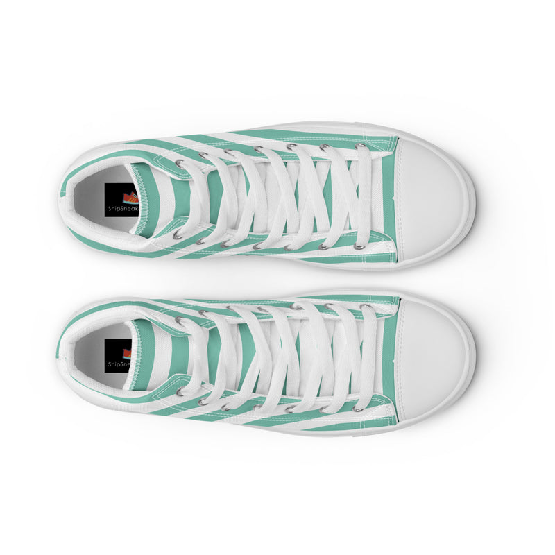 Mint Stripe High Top #206 - Lifestyle Shot | HA!LO Canvas Sneakers