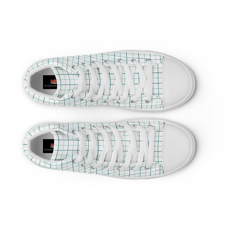 Mint Grid High Top #208 - Lifestyle Shot | HA!LO Canvas Sneakers