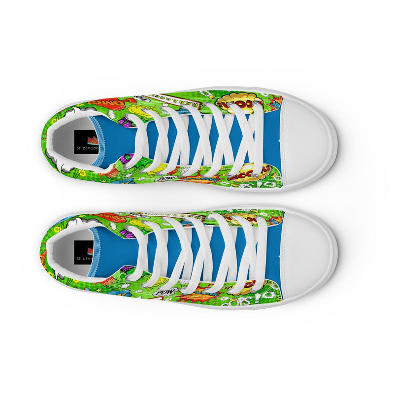 Green Comic High Top #211 - Lifestyle Shot | HA!LO Canvas Sneakers