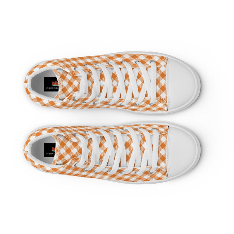 Orange Gingham High Top #226 - Lifestyle Shot | HA!LO Canvas Sneakers
