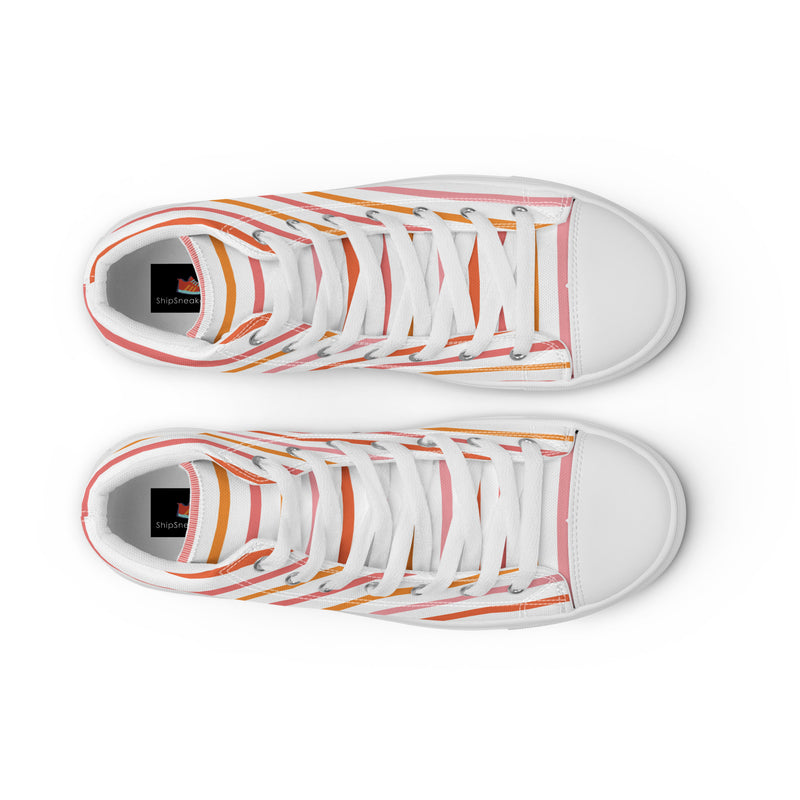 Orange Stripe High Top #237 - Lifestyle Shot | HA!LO Canvas Sneakers