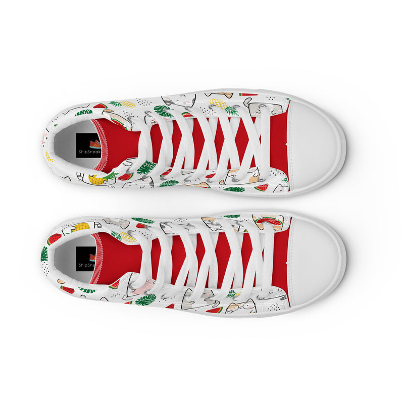 Christmas Cat High Top #247 - Lifestyle Shot | HA!LO Canvas Sneakers