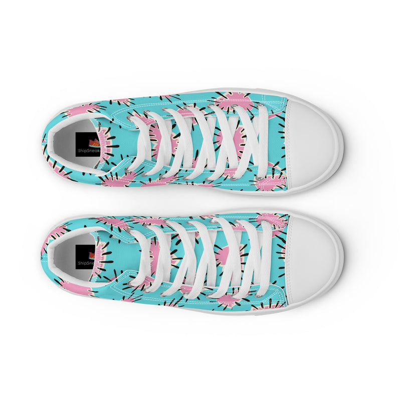 Pink Starburst High Top #266 - Lifestyle Shot | HA!LO Canvas Sneakers