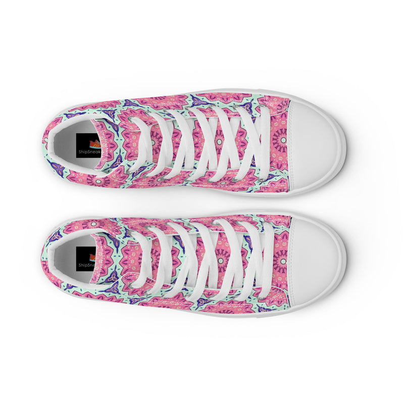 Pink Mandala High Top #250 - Lifestyle Shot | HA!LO Canvas Sneakers